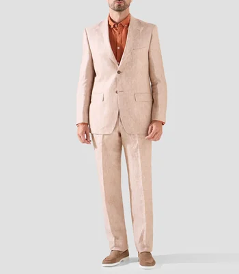 Traje de lino corte regular jaspeado Hombre