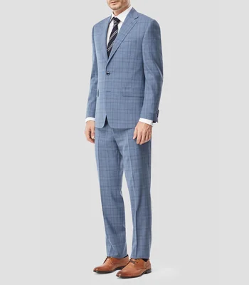Traje de lana corte regular con cuadros Hombre
