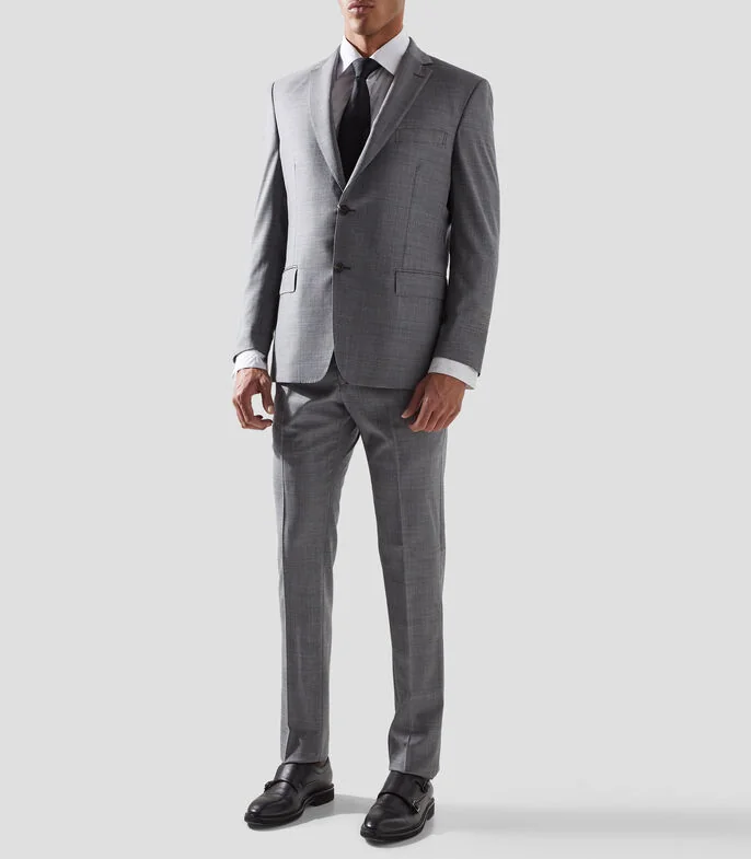 Traje de Lana Corte Regular a Cuadros Hombre
