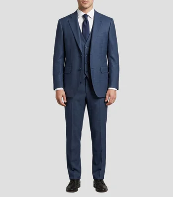 Traje 3 Piezas de lana corte regular sólido Hombre