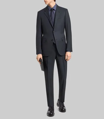 Traje de lana corte regular sólido Hombre