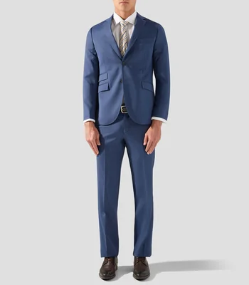 Traje de lana corte recto liso Hombre