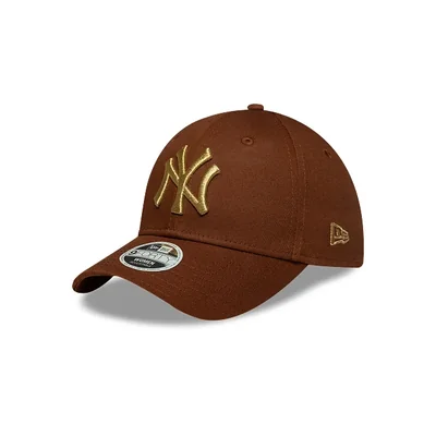 New York Yankees MLB Metallic Logo 9FORTY Strapback Café para Mujer