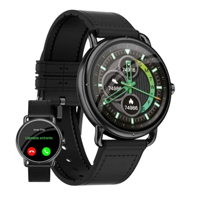 Smartwatch ERA One, Realiza Llamadas Bluetooth Notificaciones Salud Deportes Batería 7 Días Compatible con iOS y Android, Tactopiel Negro