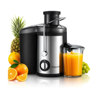 Extractor de Jugos Sokany SK-4000 Acero Inoxidable 800 W Con Recolector de Pulpa
