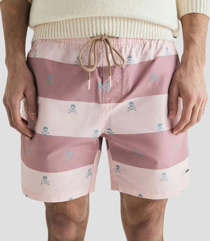 Traje de baño corto Skull rayas Hombre