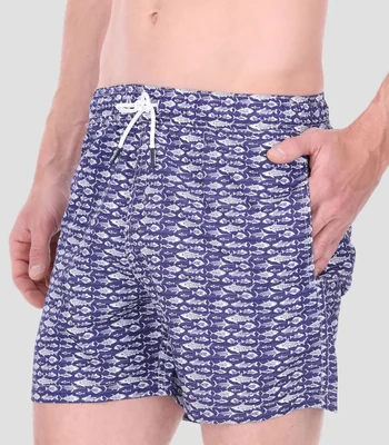 Traje de baño corto con peces Hombre
