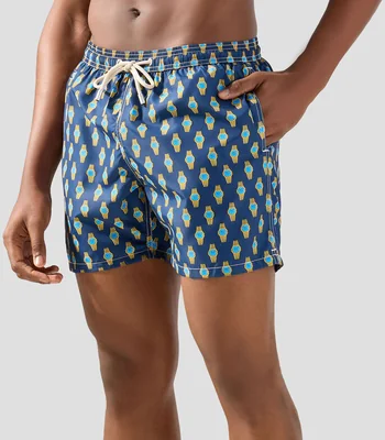 Traje de baño corto con estampado Hombre