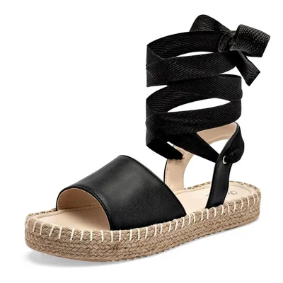 Queen sandalia tipo alpargata para mujer negro cod 140788-E