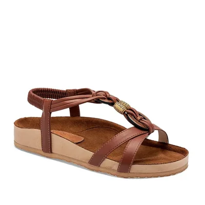 Mora Tierra sandalia artesanal piel para mujer camel cod 140643-E