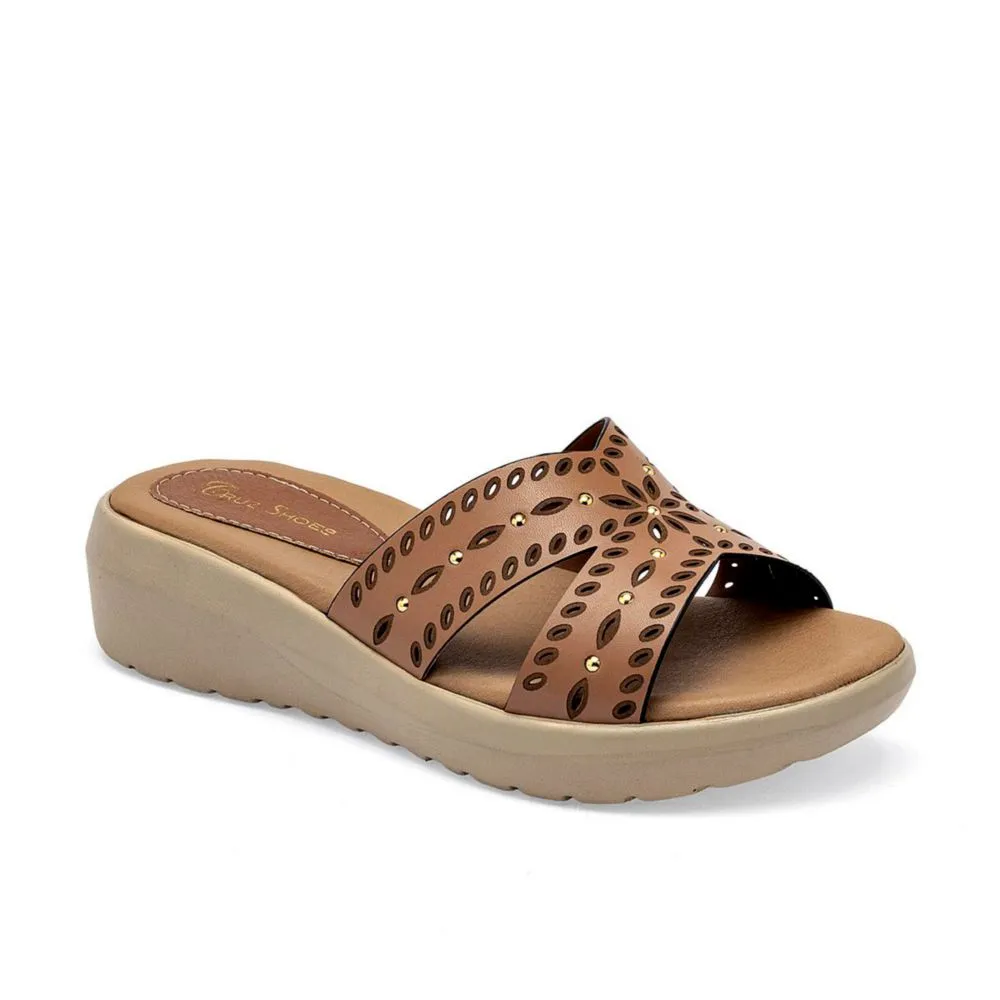 Cruz Shoes sandalia plataforma para mujer camel cod 140367-E