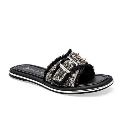 Been Class sandalia piso para mujer negro plata cod 141476-E