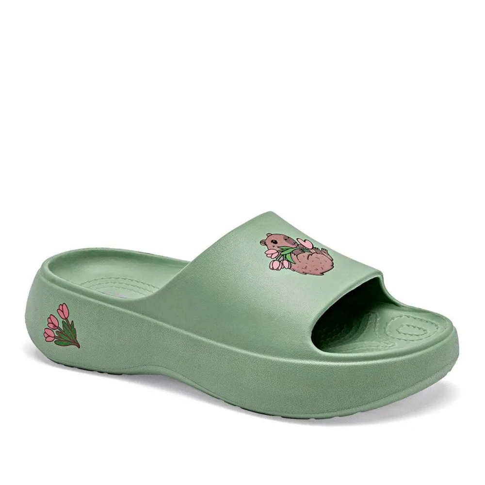 Elega sandalia impermeable para mujer verde cod 140394-E