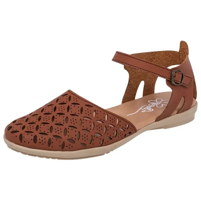 Yondeer Sandalia para mujer camel, código 76656-2