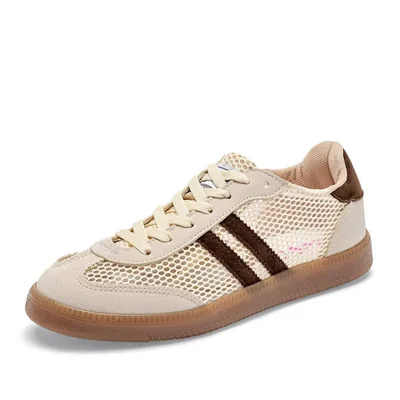 Lady One tenis para mujer beige café cod 141265-E