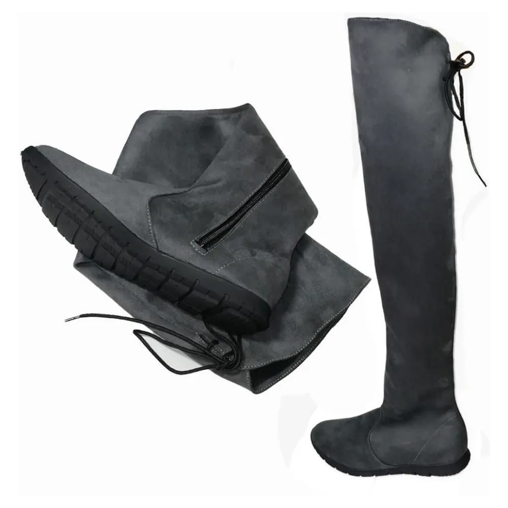 Bota Biker Piso para mujer Gris Oxford Nyxmart