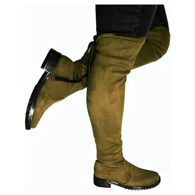 Bota Larga Mujer Tipo Maxi bota Tacón Bajo Musgo Nyxmart