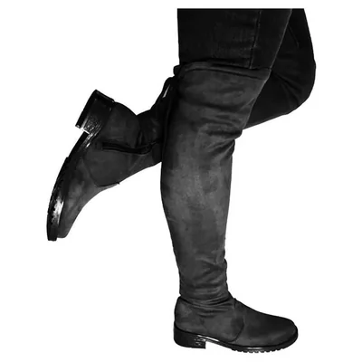 Bota Larga Mujer Tipo Maxi bota Tacón Bajo Gris Oxford Nyxmart