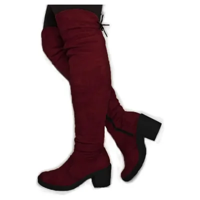 Bota Larga Para Mujer Maxi Bota Redonda Vino Nyxmart