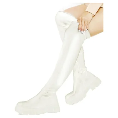 Bota Biker Capreto Blanco Nyxmart