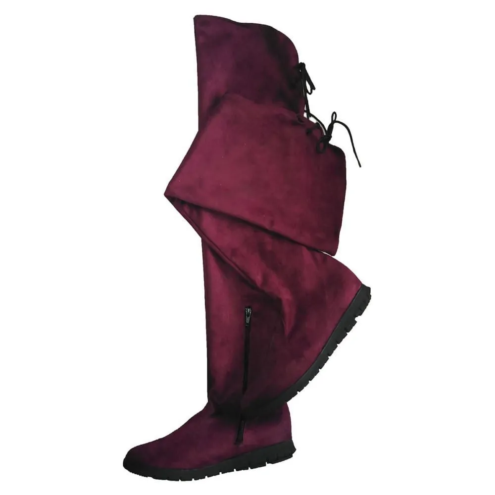 Bota Biker Piso para mujer Vino Nyxmart