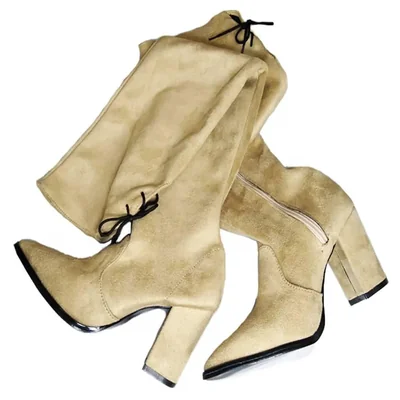 Bota Biker Puntal para mujer Beige Nyxmart