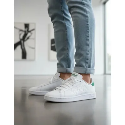 Tenis adidas con estilo clásico advantage unisex cloud white/cloud white/green 9