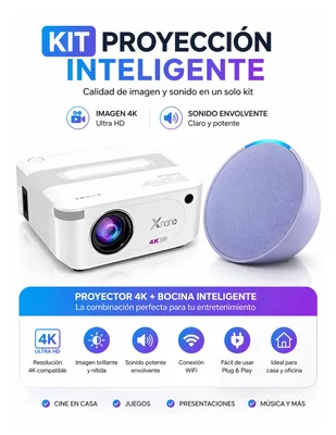 Proyector mi universo online kit alexa lila + proyector mini 4k