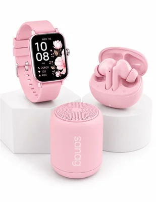 Audífonos True Wireless G-Tide L42 con Smartwatch FM13 rosa y bocina Sanag X6S Inalámbrico con cancelación de ruido