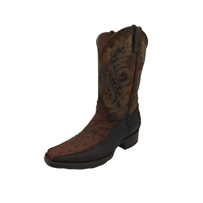 Bota Vaquera El Chiqueado Piel Autentica Avestruz color Café