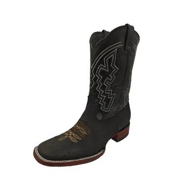 Bota Vaquera El Chiqueado Piel Genuina Cuello de Toro Negro