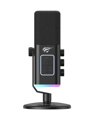 Micrófono gamer Havit Micrófono Gamer GK71, Luz RGB, Cancelación de ruido y tecla de silencio táctil alámbrica