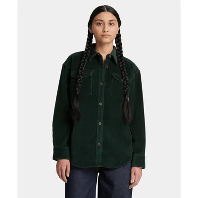 Camisa de pana para mujer, Verde