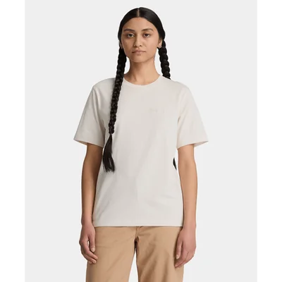 Playera de manga corta con logotipo bordado para mujer, Beige