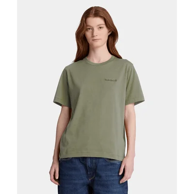 Playera de manga corta con logotipo bordado para mujer, Verde