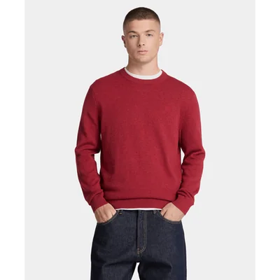 Suéter de algodón con cuello redondo Oyster River para hombre, Rojo