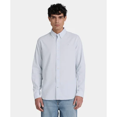 Camisa Oxford de manga larga para hombre, Azul