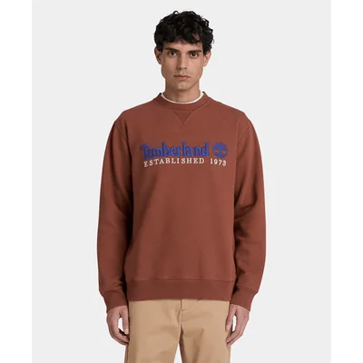 Sudadera de cuello redondo con logotipo bordado para hombre, Café