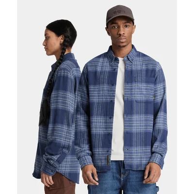 Camisa regular de cuadros para hombre, Azul