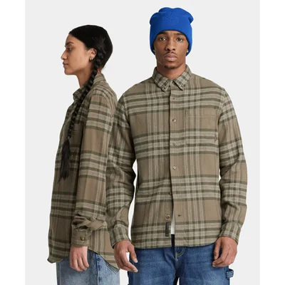 Camisa regular de cuadros para hombre, Verde