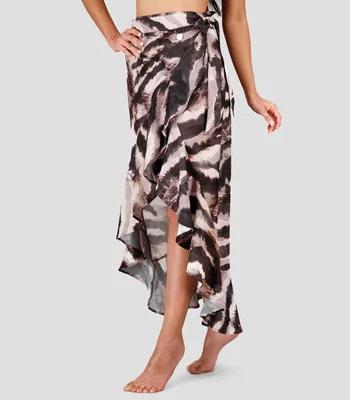 Falda larga recta animalprint Mujer