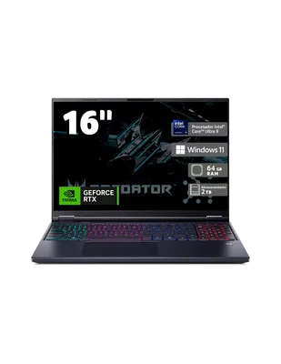 Laptop gamer Acer PHN16-73-97ME 16 pulgadas WQXGA Intel core ultra 9 NVIDIA GeForce RTX 5070 64 GB RAM 2 TB SSD