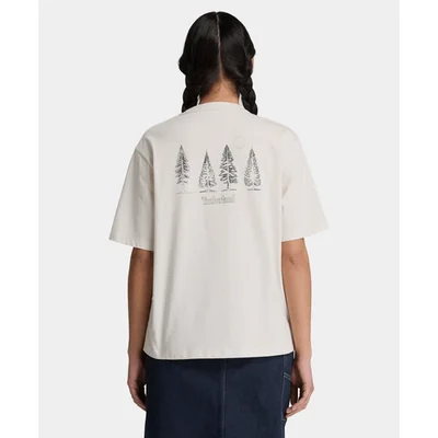 Playera de manga corta con estampado de temporada para mujer, Beige
