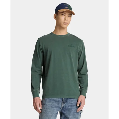 Playera de manga larga teñida South Cabot para hombre, Verde