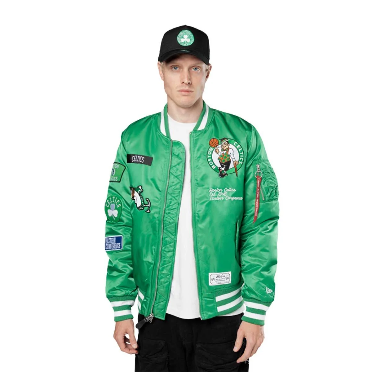 Chamarra New Era Boston Celtics Alpha Industries X NBA
