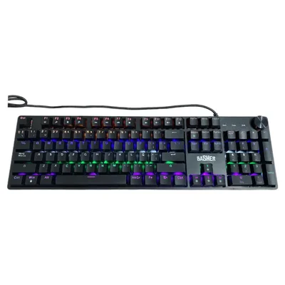 Teclado Mitzu BASH-1004 Gamer Alambrico fullrainbow104 Negro