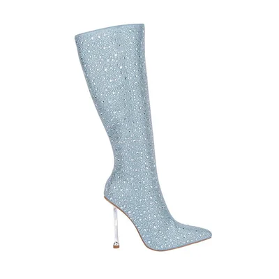 BOTA BELINDA PEREGRIN DAMA MEZCLILLA CON PEDRERIA 1141459 TACON 11 CM