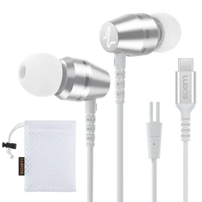 Auriculares USB C LUDOS OMNITONE para iPhone 16, 15 Pro Max Plus y iPad Pro, 5 años de garantía, auriculares USB-C para Samsung