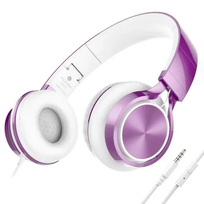 Auriculares AILIHEN MS300 morados con cable y micrófono para Chromebook, portátiles, plegables, ligeros, de 3,5 mm, para adolesc