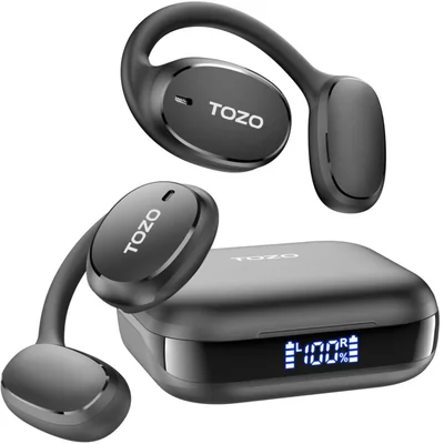 Auriculares Bluetooth TOZO OpenEgo de oído abierto, 80 horas de reproducción, inalámbricos con ganchos para la oreja, pantalla d